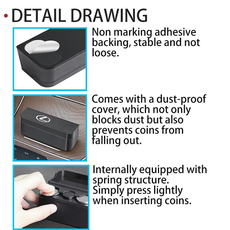 Car Euro Coin Case Money Container Organizer Storage Box Purse For Lexus UX250h RX450h RX300 GX470 CT200h RX400h NX300h RX350AG3