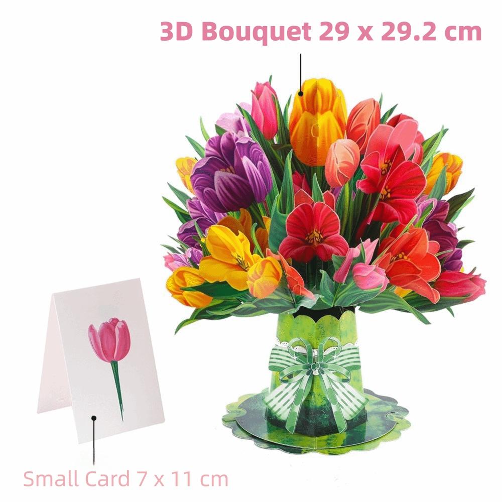 3D Design Pop-Up Flower Card Pop-Up Premium Quality 3D Greeting Card Flower Bouquet Bouquet Card Birthday Celebration