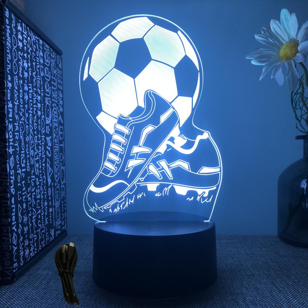 3D Fußballlampe Illusion Kinder LED Nachtlicht Leuchtender Fußball Touch Nachtlicht Kinderzimmer Dekoration Tischlampe Geschenke