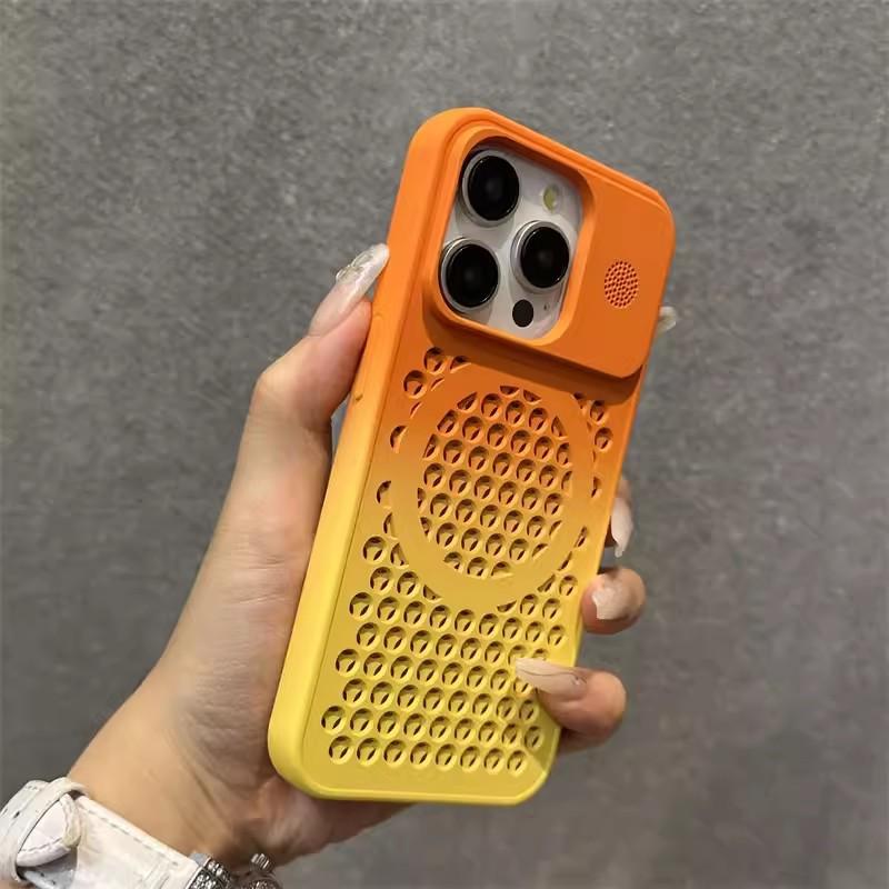 Aromatherapy heat dissipation hole Apple 17proMax mobile phone case is suitable for iPhone16 gradual change magnetic suction 15 matte protective case