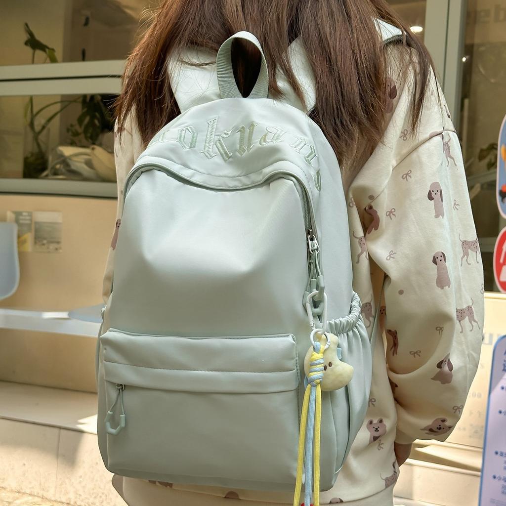 Schoolbag Korean Ins New High-value College Style Solid Color Alphabet Backpack Women's Lightweight Versatile Large-capacity Backpack