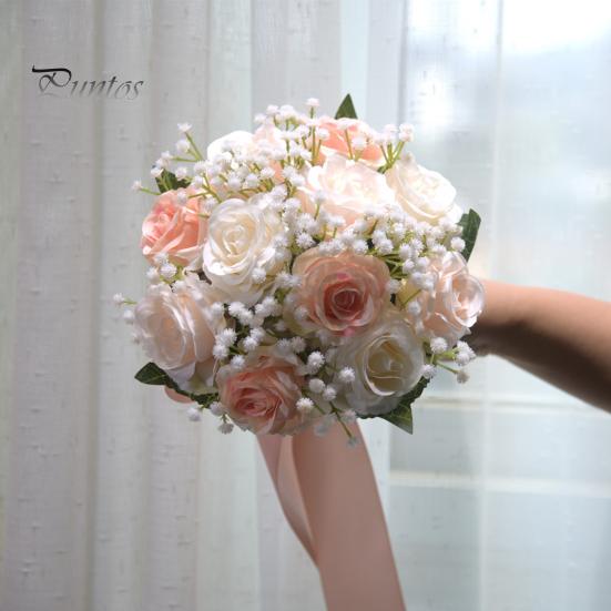 Bridal Bouquet Outdoor Wedding Bridesmaid Bouquet Artificial Rose Flowers for Wedding Ceremony Bridesmaids Anniversary Decor