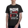 Mutter von 3 Niedriger Akku Grafik 100% Baumwolle Lässig Atmungsaktiv Bequem Herren Oberteil Lustiges T-Shirt Für Männer Lustiges Geschenk