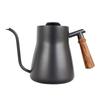 SOTECH Black Stainless Steel Water Bottle with Thermometer - Wooden Handle Drip Coffee Pot - Goose Neck Shape Cold Brew Pot (850ml)