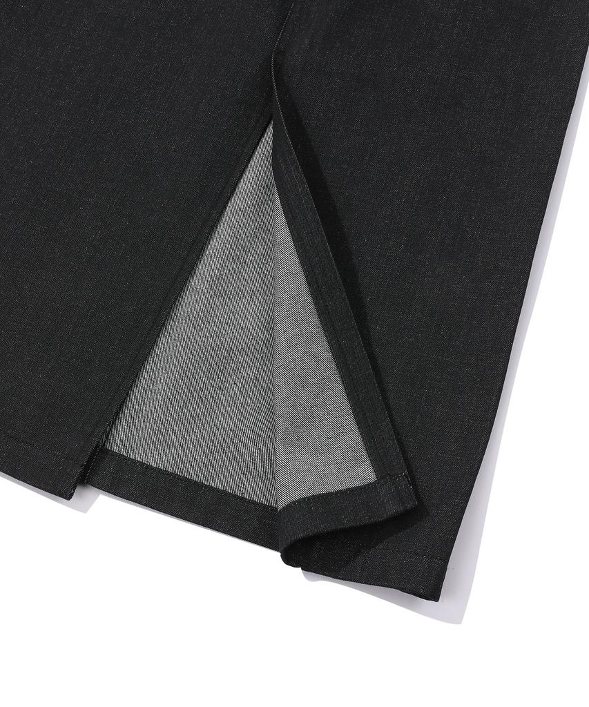 Vintril Sunday Fatigue Denim Long Skirt (Black)