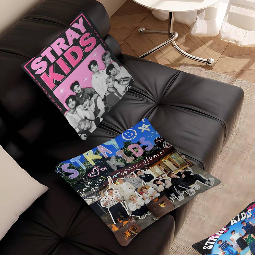 Kpop S-Stray K-Kids Kissenbezüge Cartoon Sofa Dekorativ Zuhause Doppelseitiger Druck Kurzer Plüsch Niedlicher Kissenbezug