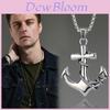 Caribbean Pirate Ship Anchor Cross Necklace For Men With Polished Titanium Steel Chain