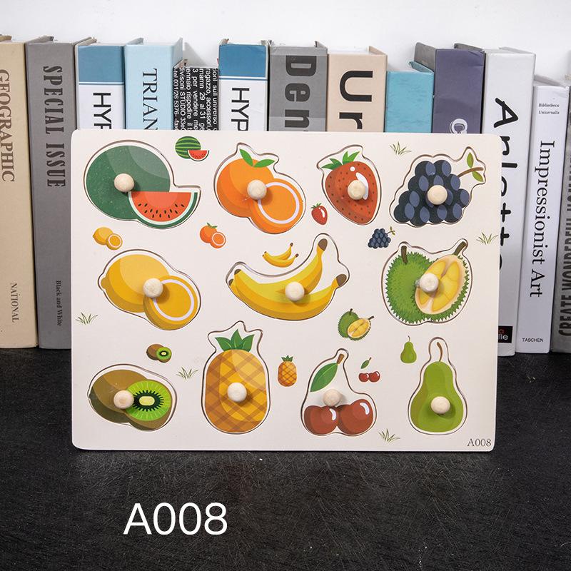 Montessori Holzpuzzles Handgreifbretter Spielzeug Tangram Puzzle Kleinkind Lernspielzeug Cartoon Fahrzeuge Tiere Früchte 3D Puzzles