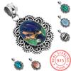 925 Sterlingsilber Anhänger Damen Edelstein Handgefertigter Schmuck Neujahrsgeschenk Amazonit Angelit Blauer Opal Botswana Achat Mohave Azurit Chrysokoll Boho