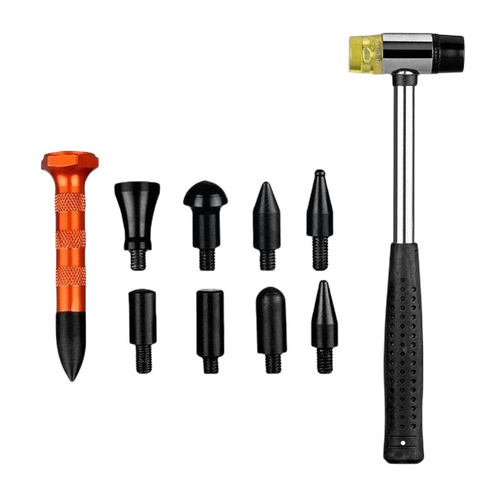 Bilplåtsbuckla Reparationsverktyg 8 Delar Huvud Bil Bucklor Flikar Ned Reparationsdragare Nylon Buckla Reparationspenna Hammare Set Bilplåtsreparationsverktyg