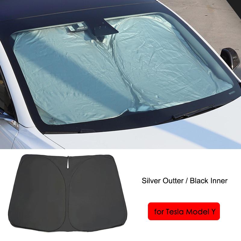 For Tesla Model Y 2025 Model 3 Highland 2024 Sunshade Roof Skylight Sunroof Upgrade Ice Cloth Buckle Front Windshield Sun Shade