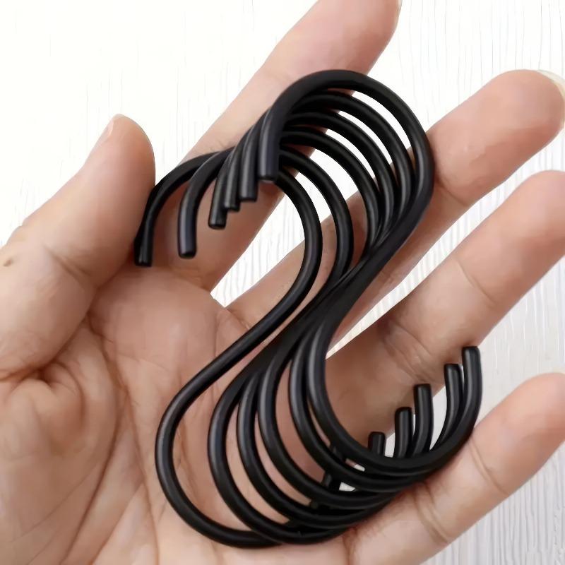 10  Black S-shaped Hooks, Wall Mounted Multifunctional Hooks, Used for Hanging Plants, Kitchens, Wardrobes, Black Hooks