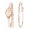Bracelet and Bangle Watch Set with Roman Analog Pearl and Rose Gold A Cute and Stylish Fashion Watch for Perfect for or As a Gift for Women's 2-Piece
