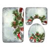 Christmas Four-Piece Shower Curtain Combination Floor Mat Set Bathroom Non-Slip Door Mat Absorbent Carpet