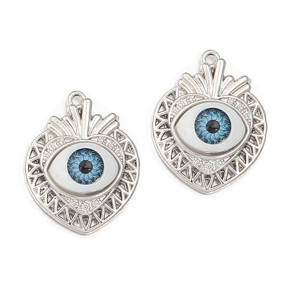 5pcs/lot Alloy Eyes Charms Lucky Heart Sun Eye Pendants For Jewelry Making DIY Earrings Charms Bracelet Necklace Accessories