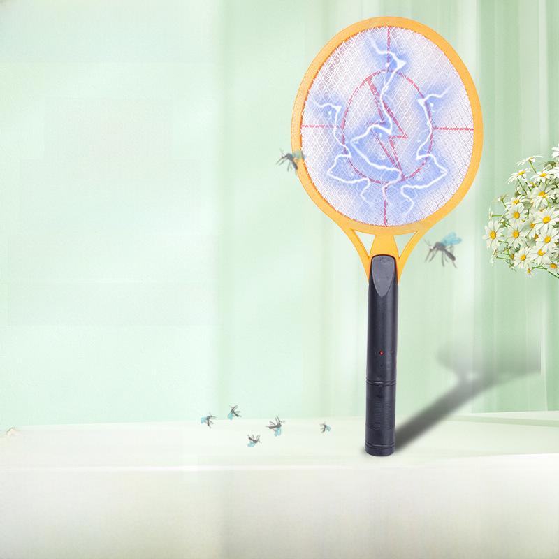 Rechargeable Electric Mosquito Swatter with Large Mesh and Flat Plug - Portable Lightning Type Insect Repellent.