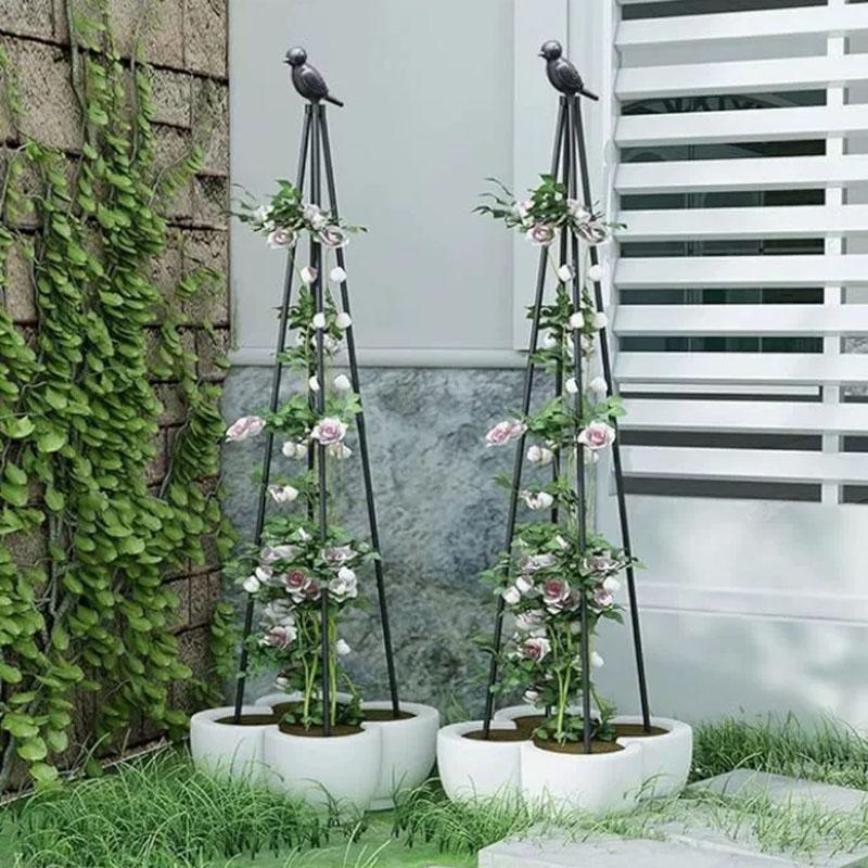Arco Tubolare in Metallo da Giardino Esterno Supporto per Piante Rampicanti Obelisco Graticcio 120cm/160cm