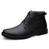 High-top Leather Shoes Men's Autumn and Winter Cowhide Lace-up Business Gentleman Casual Leather Boots Men's Formal Velvet Thermal Short Boots