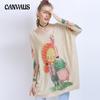 Spring and Autumn Women's Knit Dress Plus Size Casual Cartoon Animal Print Knit Pullover Tops