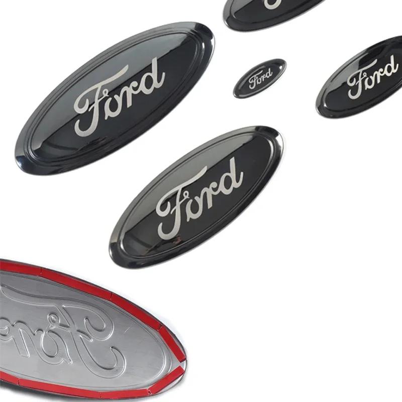 3PCS Car Front Hood Emblem Rear Decal for Ford Focus Edge Mondeo Everest Taurus Exolorer Escape ESCORT Steering Wheel Sticker