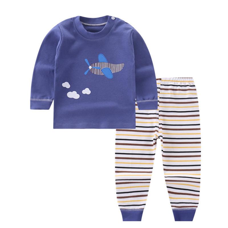 2pcs/set Kids Home Wear Suit Cartoon Printing Long Sleeves Tops Trousers Children Underwear Set