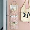 Pink Storage Bag Rack Canvas Wall Mounted Bedroom Storage Bag Multifunctional For Books, Jewelry, And Miscellaneous Items