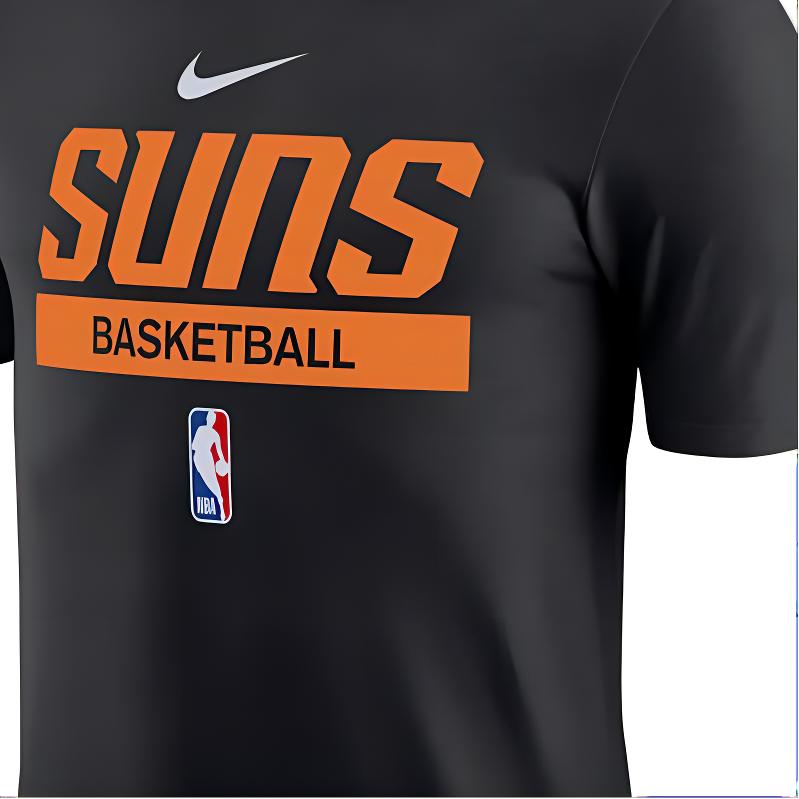 Nike Phoenix Suns Letter Logo Ronde Hals Trainings Korte Mouw T-shirt Heren T-shirt Zwart DR6483-010