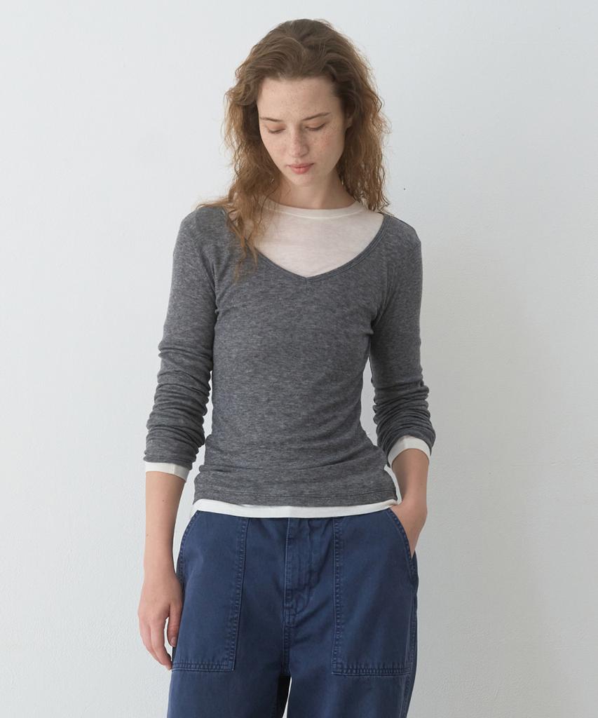 POSZER Layered V-Neck Long Sleeve (Gray)