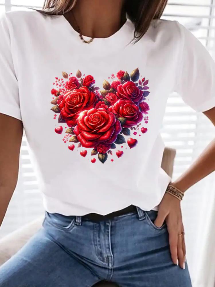 (Asian Size) Lovely Holiday Trend Woman Top Fashion Women Clothing Short Sleeve T Shirt Female Graphic T-shirts Print Tee