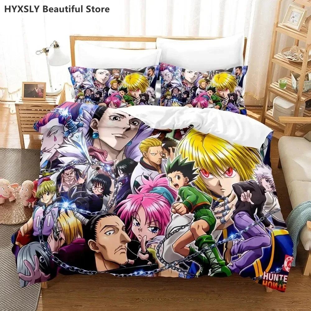 Hunter X Hunter 3D Bettwäscheset Japanischer Anime Twin Queen King Bettbezug Kissenbezüge Polyester Für Jungen Bezugsets