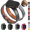 Dvigubas odinis dirželis Apple Watch ultra juostai 49mm 45mm 42mm 44mm Serija 8 7 6 Se 5 4 3 2 Iwatch 6 38mm 40mm Correa 41mm