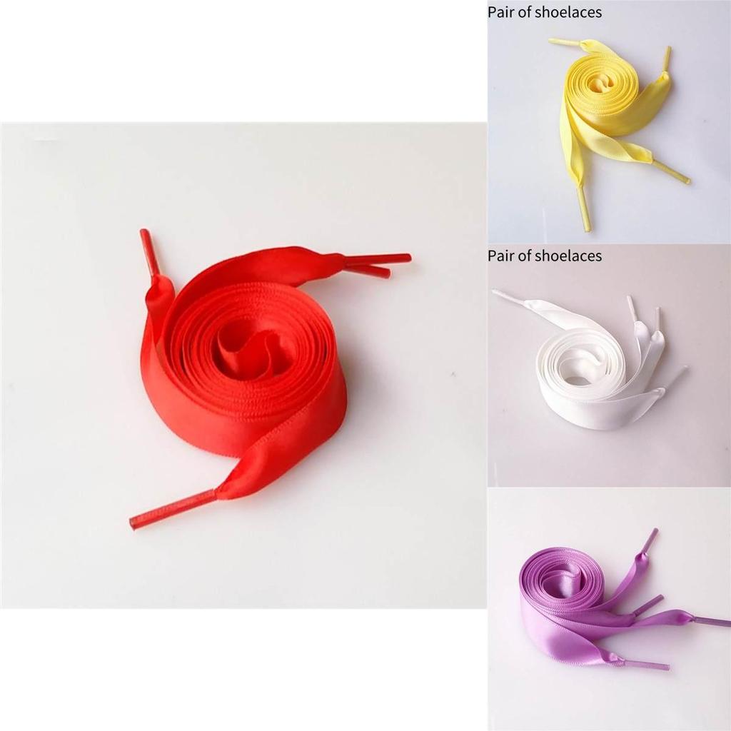 Elegant Candy-colored Polyester Ribbon Lacing For Sneakers Satin Flat Lace