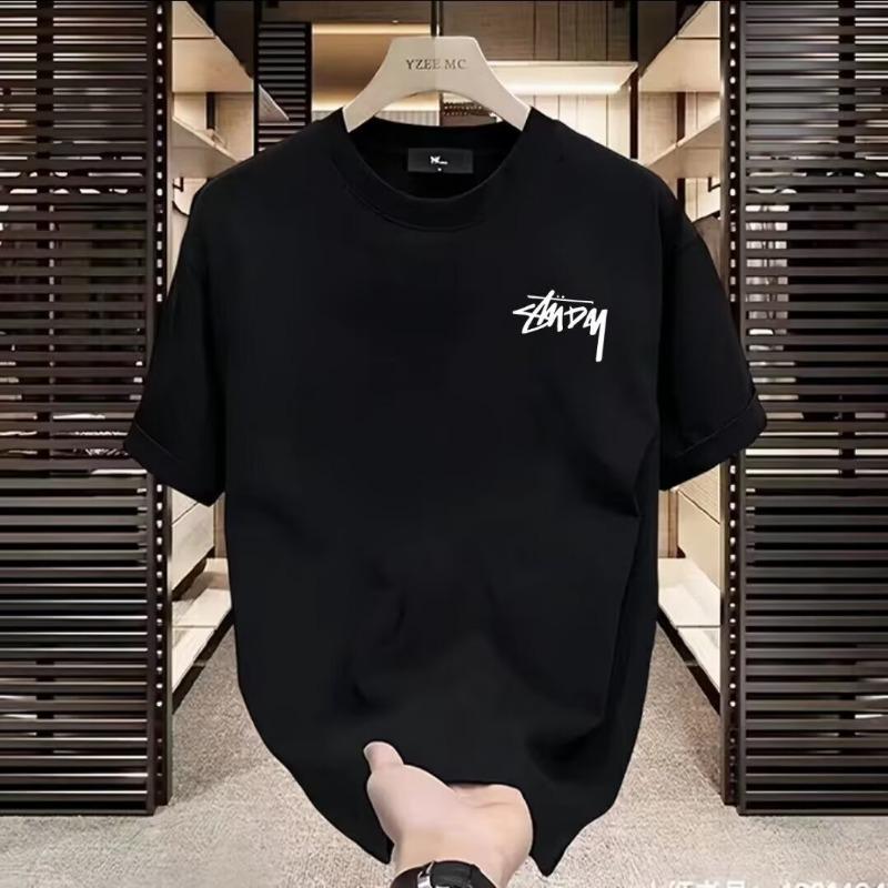 Pánské americké trendy volné těžké bavlněné s potiskem krátký rukáv ležérní tričko