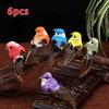 6*Xmas Tree Decor Perched Woodland Fake Feather Birds Garden Decoration Ornament