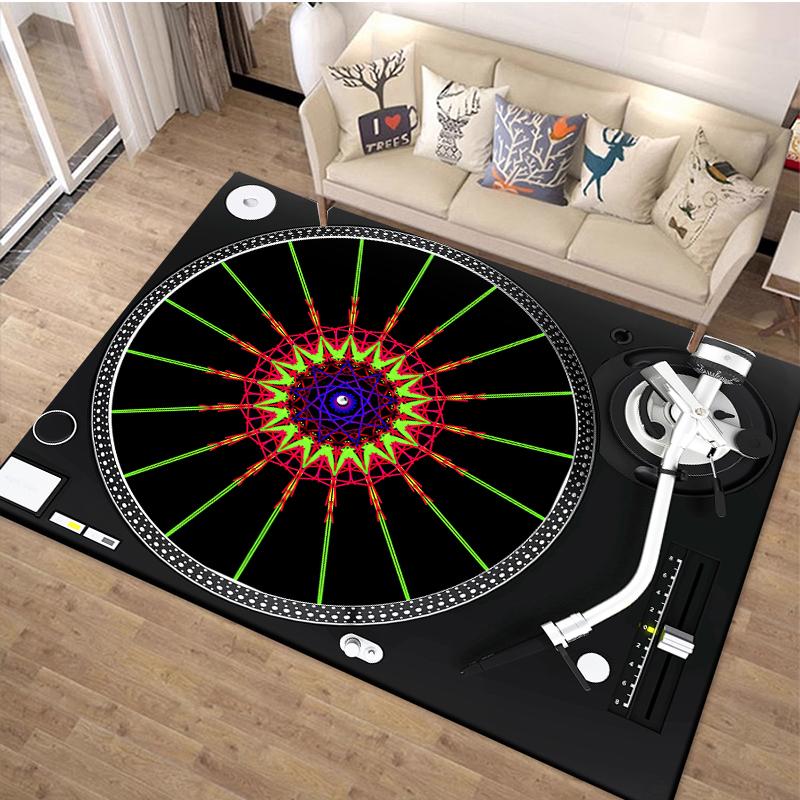 Tappeto con Motivo Giradischi in Vinile per Camera da Letto Soggiorno Divano Tappetino Musicale Tappetino Ingresso Creativo Guardaroba Decorazioni per la Casa Regali