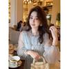 Women's French Style Rhinestone Ruffled Chiffon Blouse