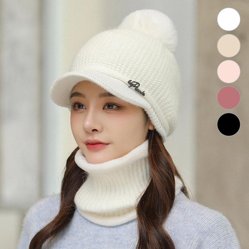 Women's Daily Fur Knit Cap Beanie Warmer Set Hat