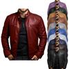 Spring Autumn Men's Business Leather Jacket for Autumn and Winter, Fashionable Stand Up Collar Casual Leather Jacket for Men