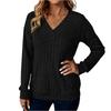 Women Long Sleeve Ribbed Knit Sweater V Neck Casual Pullover Lightweight Soft Stretchy Top for Work and Everyday Wear