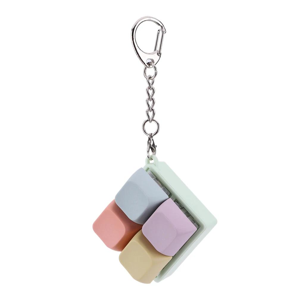 Keyboard Clicker Toy 4 Keys Decompress Fingertip Keychain Keycaps Fidget Keyborad Button Finger Calming Keychain for Kids Adults