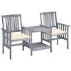 Vidaxl Garden Chairs with Table and Cushions, Acacia Wood
