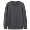 Rakityo Suéter de Punto Largo Acanalado Liso Talla Grande M para Hombre, Cuello en V, Manga, Punto, Algodón, Color, Elegante, Tallas, Gris,
