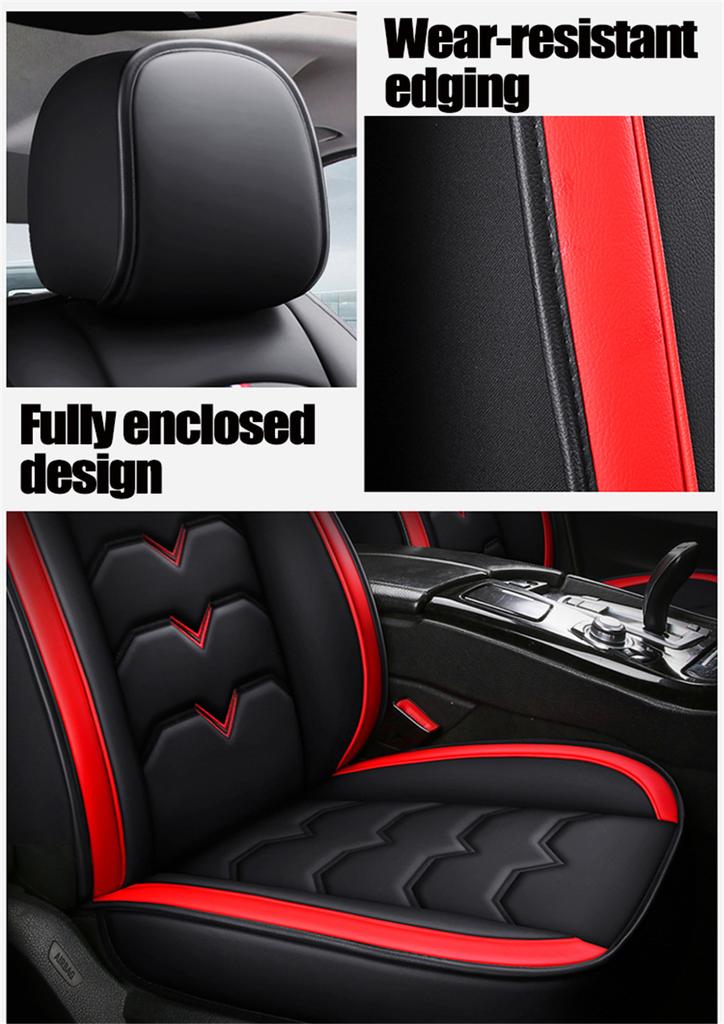 Universelle Schwarze Rote Atmungsaktive Abriebfeste PU-Leder 6D Auto-Styling Auto Autositzbezüge