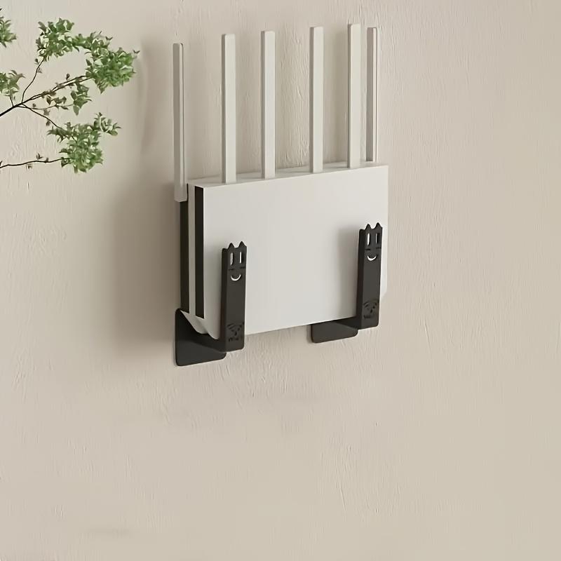 2 Stück bohrfreies Montagegestell-Wandmontiertes Set-Top-Box-Halter für Wohnzimmer, Praktischer Organizer mit Zusatzhaken