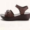 Retro Leather Roman Sandals Women Summer Thick Bottom Wedge Heel Non-slip Cowhide Mother Sandals Ladies Platform Shoes