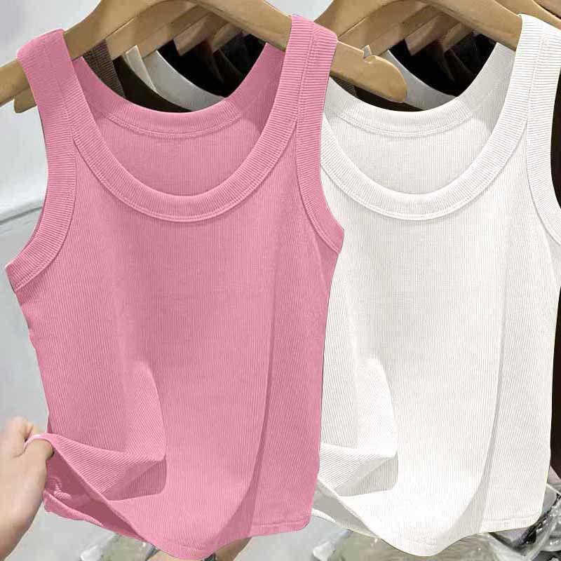 Geripptes Camisole-Oberteil aus Eisseide für Damen mit U-Ausschnitt und Spaghettiträgern für Frühling und Sommer