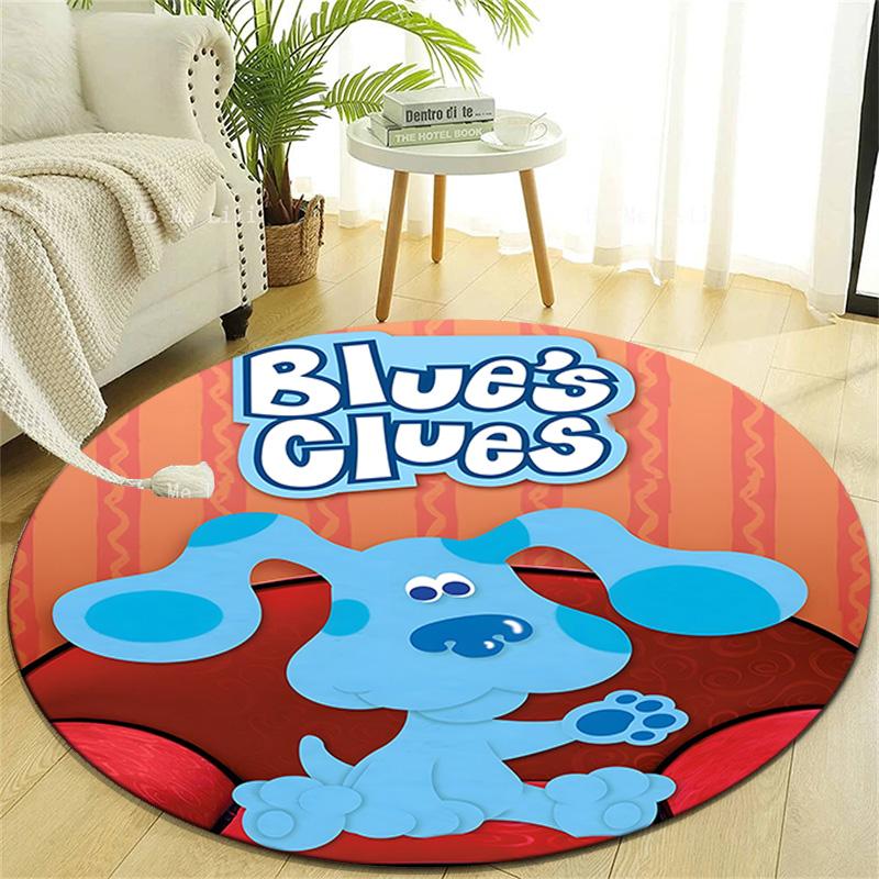 1pc Pistas Da Blue Blue’s Clues4 Design Printed Area Round Carpet for Bedroom Living Room Home Decor Rugs Mat Non Slip Mat Rug for Bedside