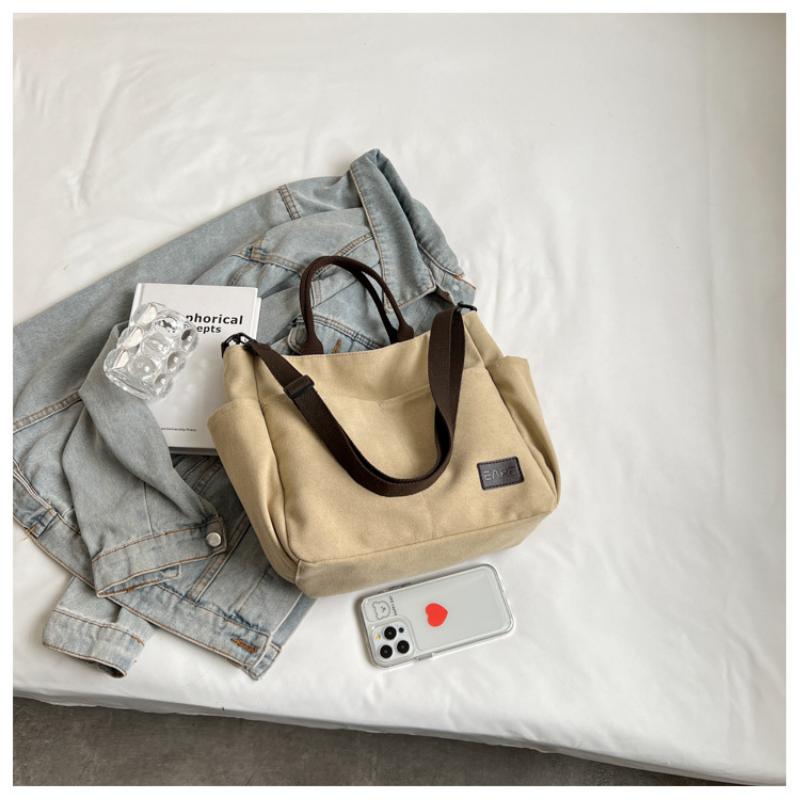Retro Canvas Bag Women Tote Bag Student Computer Simple Handbag Thickened Crossbody Bag Commuter Zipper Handbag