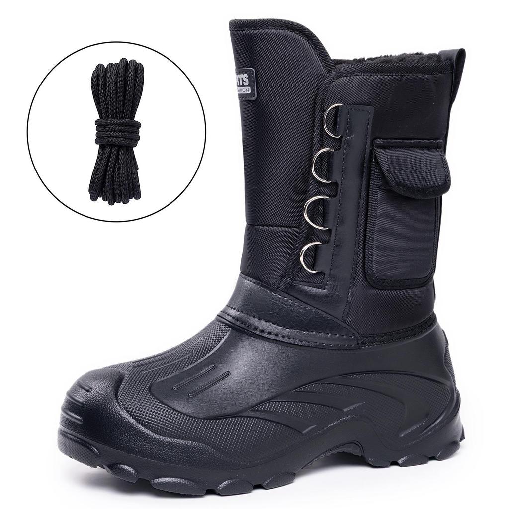 Herren High-Top Baumwoll-Schneestiefel – Neuer Winterstil, Mit Samt gefüttert, Wasserdicht, Rutschfest, Zum Hineinschlüpfen.