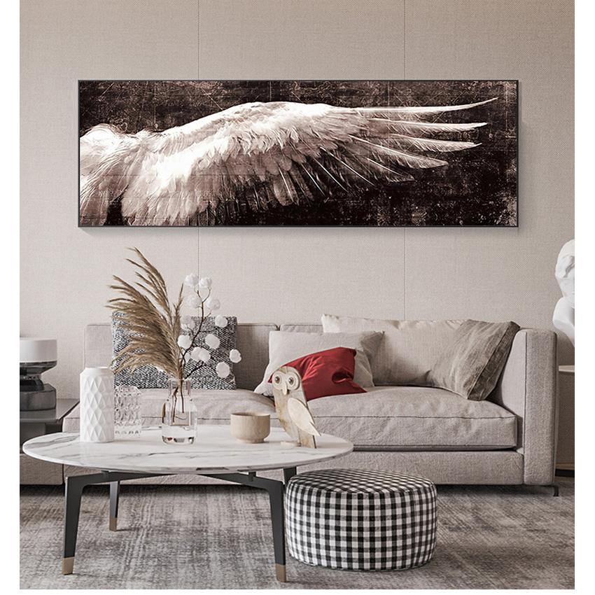 Resim Sergisi Kanatları Pop Art Duvar Resmi Oturma Odası Için Melek Kanatları Vintage Duvar Posterleri Ve Baskılar Siyah Ve Beyaz Duvar Sanatı Tuval